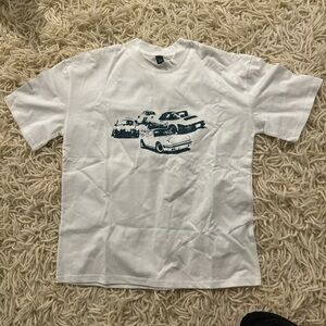 Black and White Short Sleeve Tee with Car Graphic